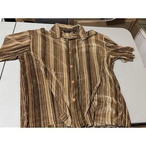 Damante‎ Mens M Short Sleeve Shirt Designer Muscle Club Sheer Textured Crimp